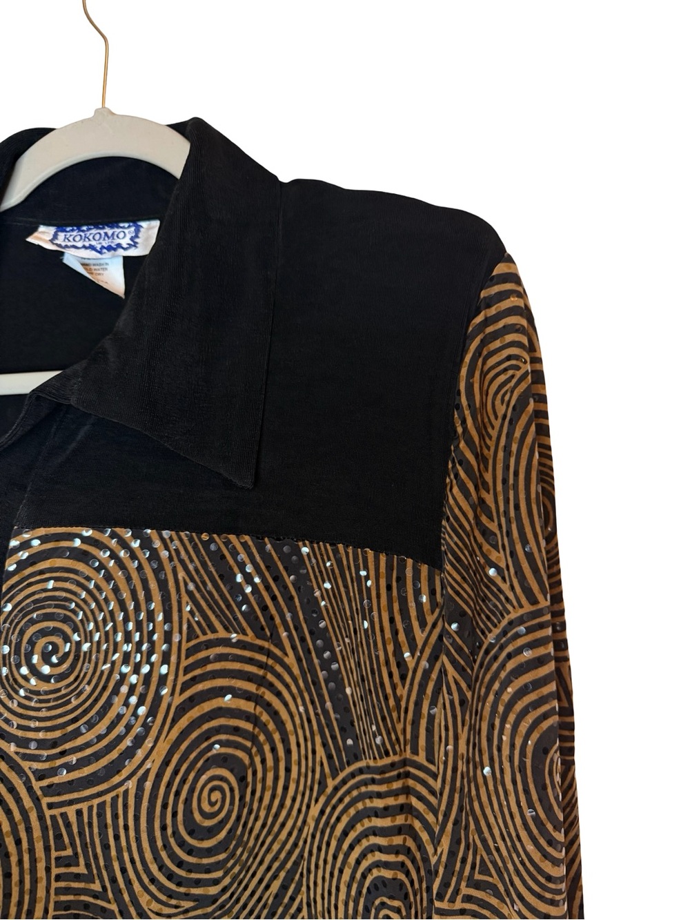 NWT Kokomo Unlimited Vintage Blouse Black Gold Swirl Sequin XL 90s Art Wear - Picture 7 of 12